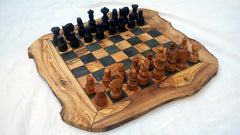 BIG SIZE Rustic Chess Set, Custom natural edge personalized chess board, Christmas Gift, Birthday gift, Dad gift, with 32 Chess pieces