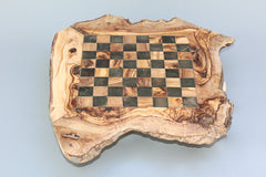 Custom natural edge personalized chess board / Olive wood Chess Set / wooden Chess Game / Dad gift, Birthday gift