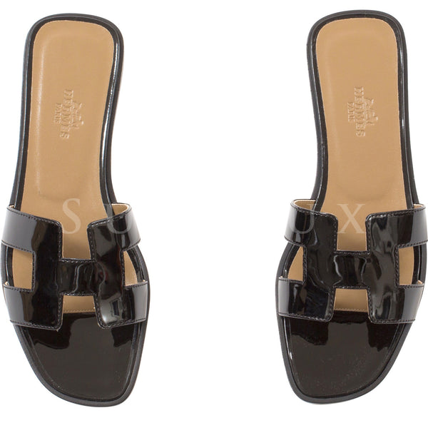 hermes patent leather sandals