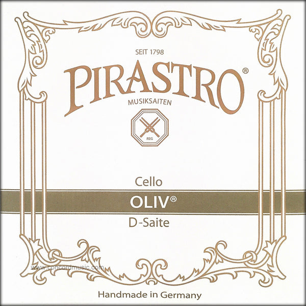 stiff Pirastro Oliv 4/4 Violin D String 16 3/4 Gauge Gut Knot End - Gold-Aluminum/Gut