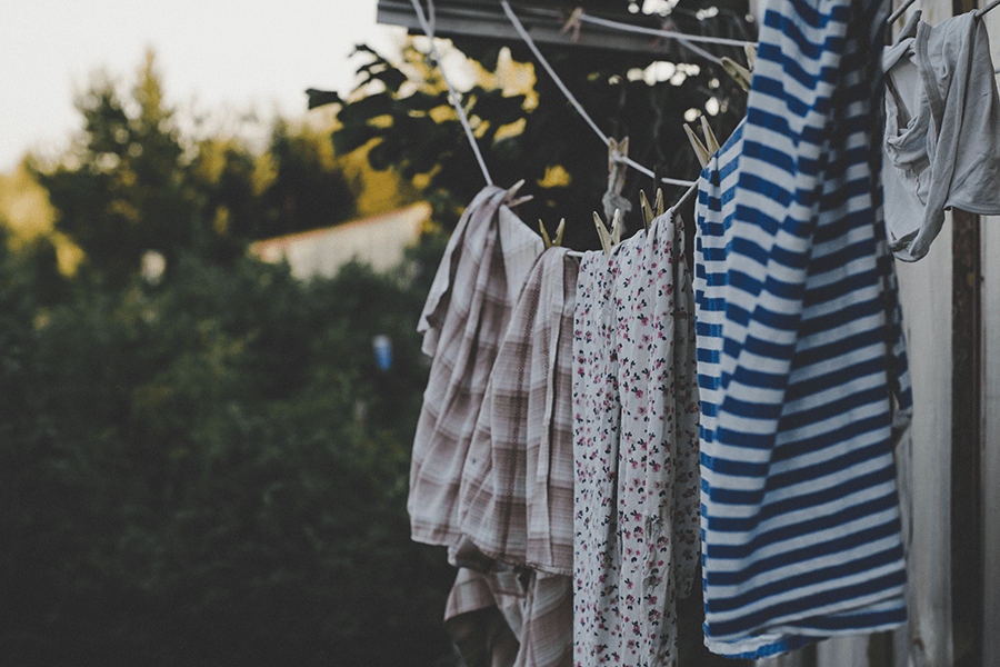 Clothes hang drying outdoors