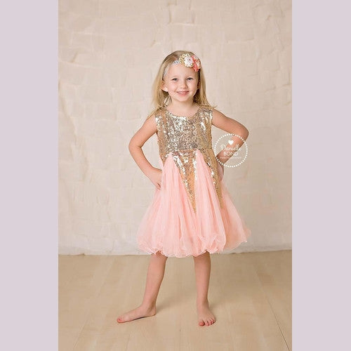Pink Sequins Crown Dress