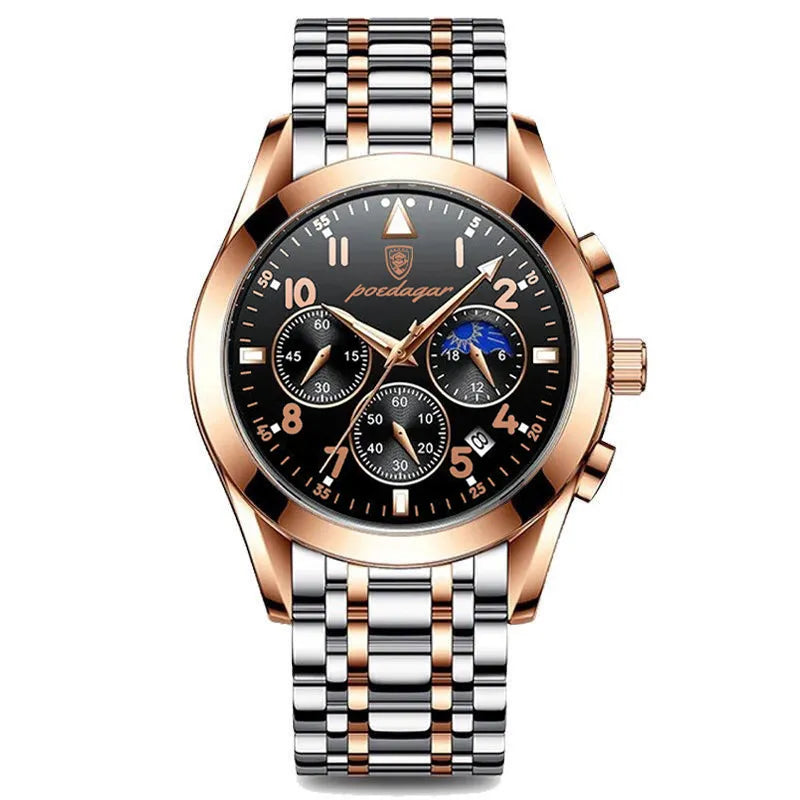 Montre Homme POEDAGAR – Nouvelle 2021, Élégante, Étanche, Lumineuse, Bracelet Cuir, Quartz de Luxe