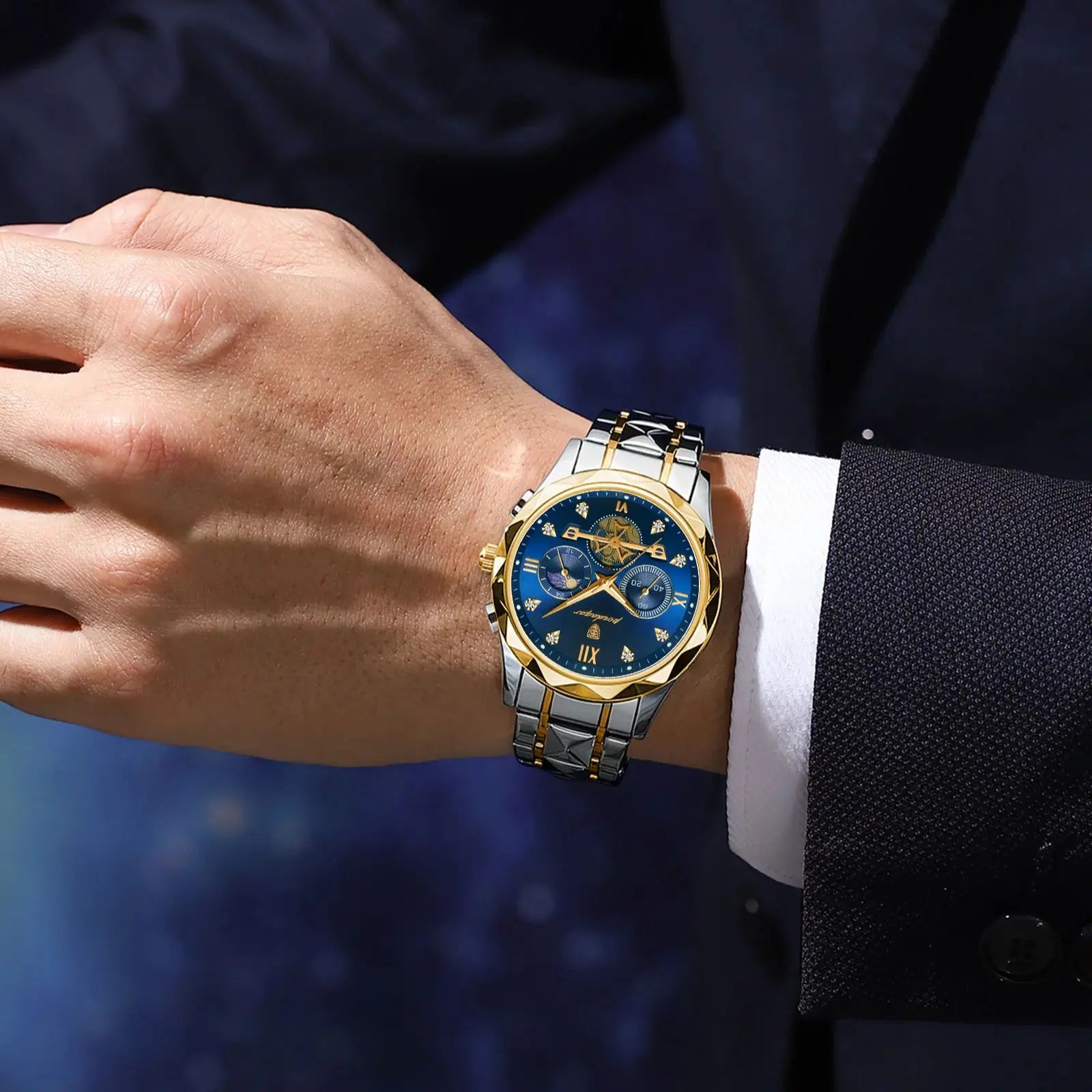 POEDAGAR Luxury Man Wristwatch Waterproof Luminous Chronograph Watch for Men Stainless Steel Men's Quartz Watches Reloj Hombre