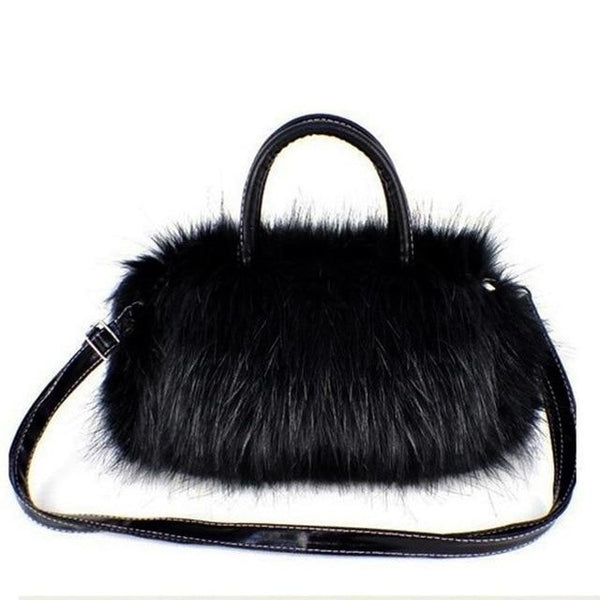 black faux fur handbag