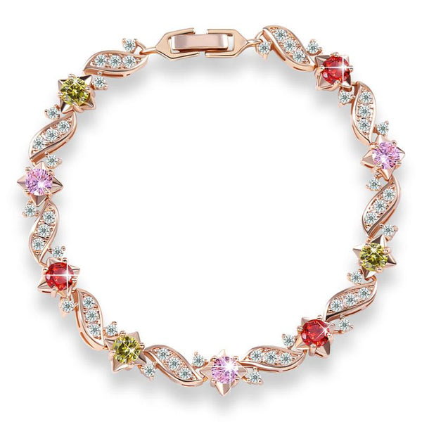 Link Chain Multicolor Gemstone Bracelet