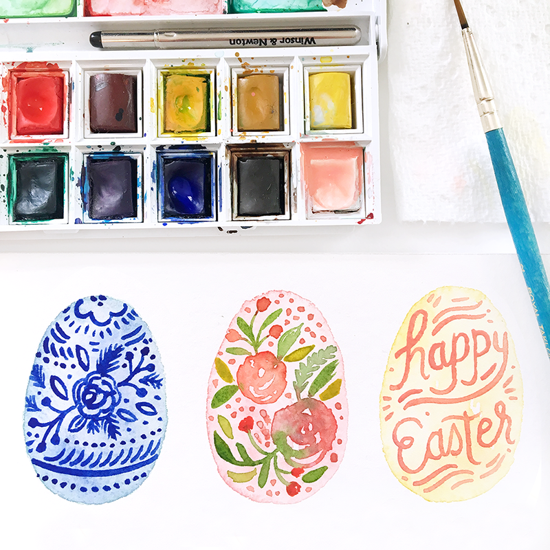 Happy Easter from Paper Raven Co. Painted Watercolor Easter Eggs