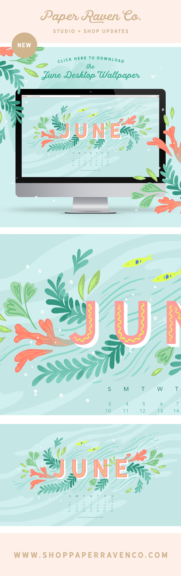 June 2018 Illustrated Desktop Wallpaper - Get it at www.ShopPaperRavenCo.com