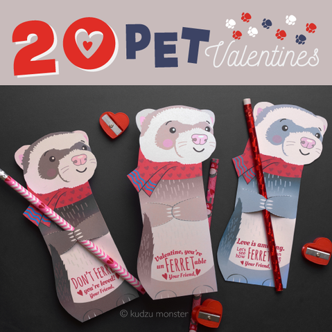 For the Love of Pets : 20 Pet Themed Printable Valentines