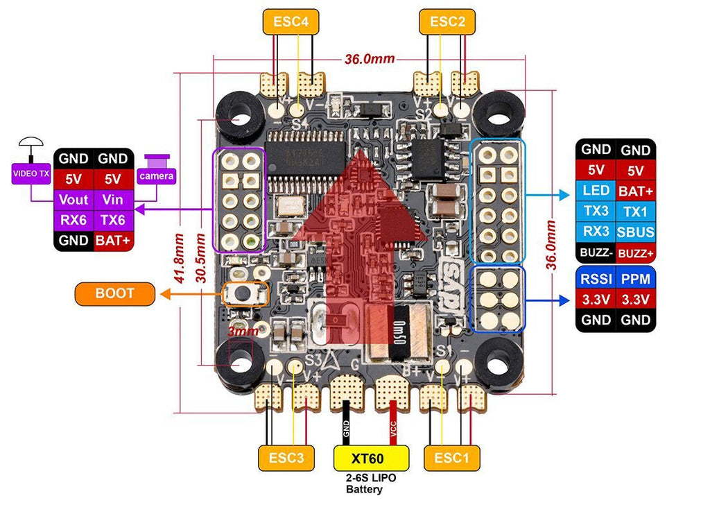 DYS F4 Pro FC Flight Controller with Built-in PDB