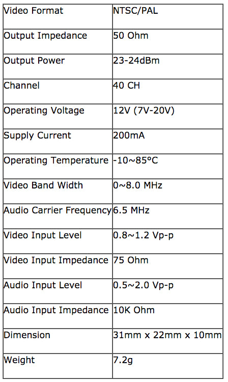 FX796T 5.8G 200mW 40CH Audio Video AV Transmitter Tx for FPV Multicopter