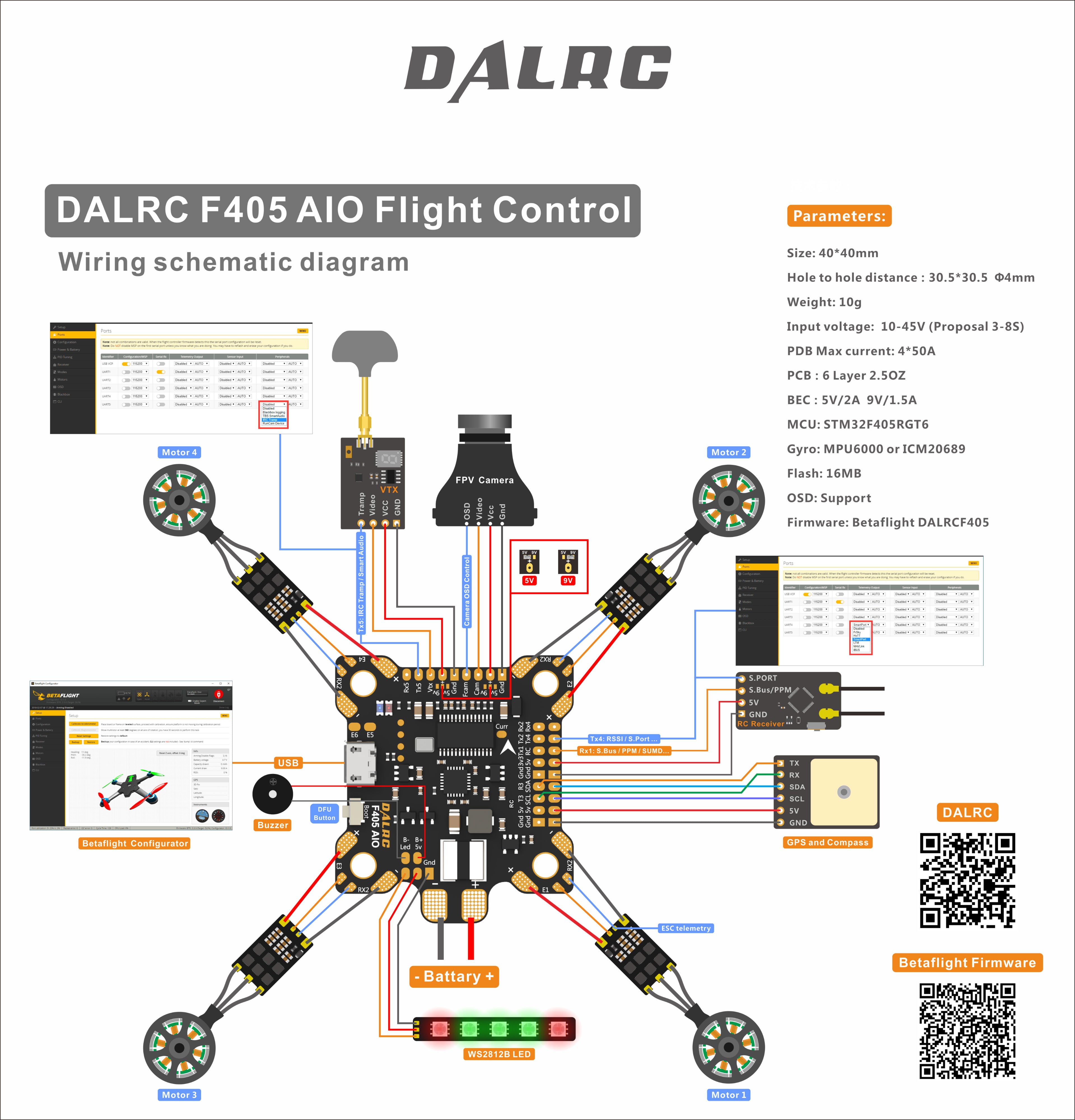 DALRC F405 AIO Flight Controller