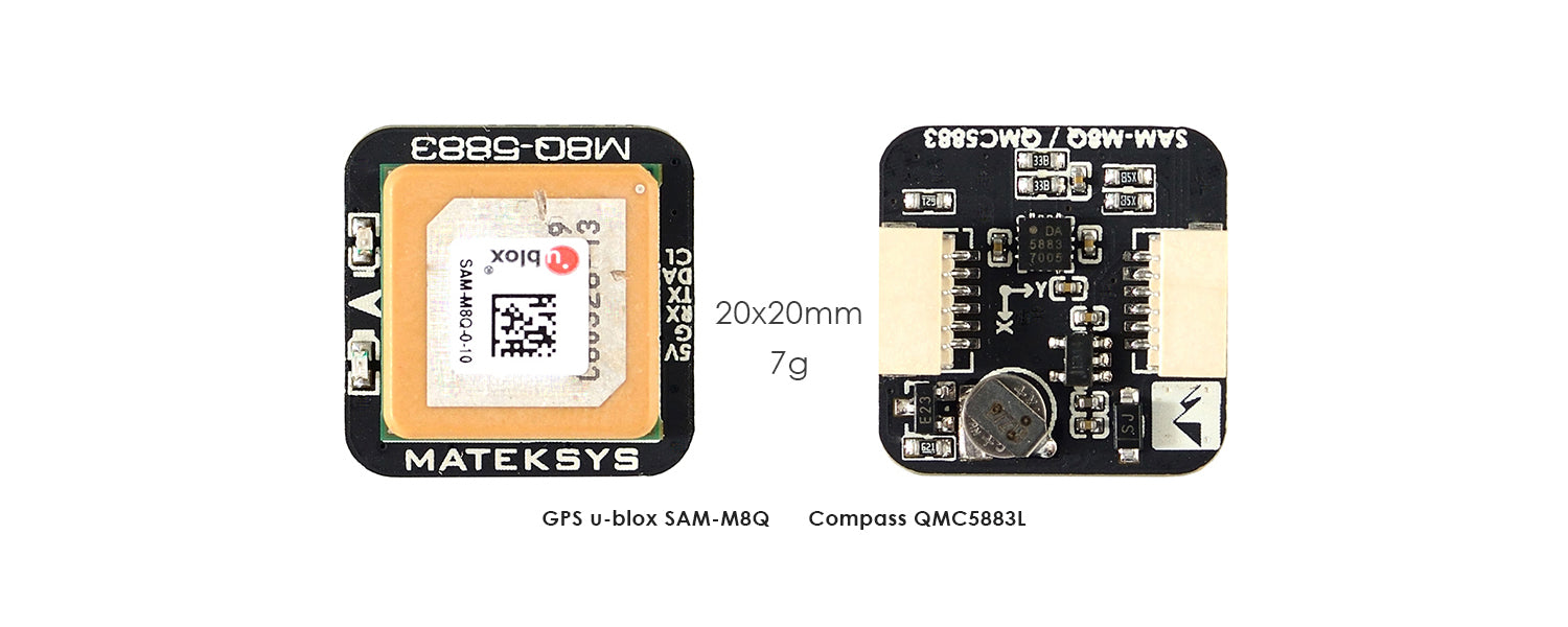 Matek GPS & Compass Module Ublox SAM-M8Q QMC5883L for UAV Systems, Robots, RC, FPV