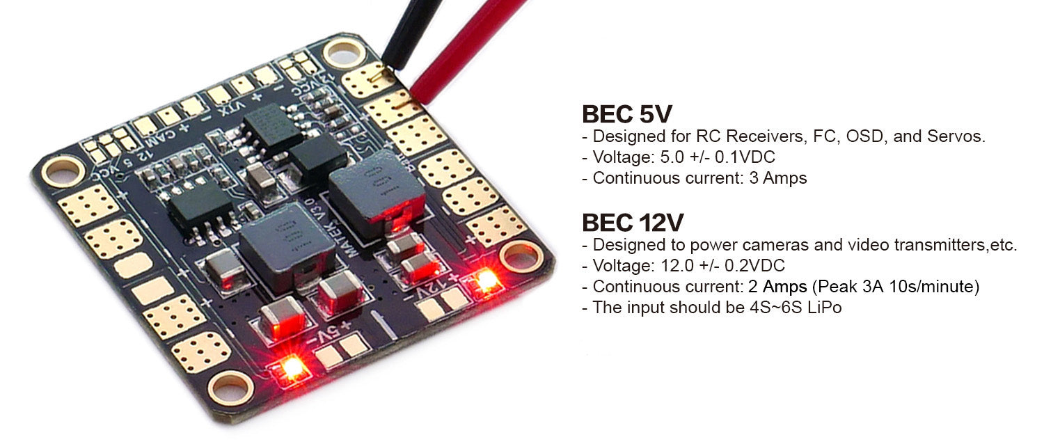 Matek Mini Power Hub w/ 5V/12A BEC Power Distribution Board PDB for FPV