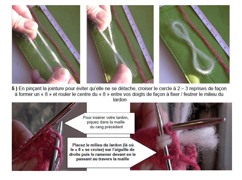 comment larder une maille (how to thrum a stitch) 2/3