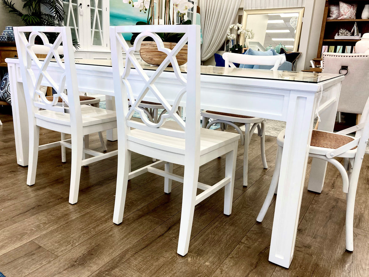 cream french style dining table and chairs