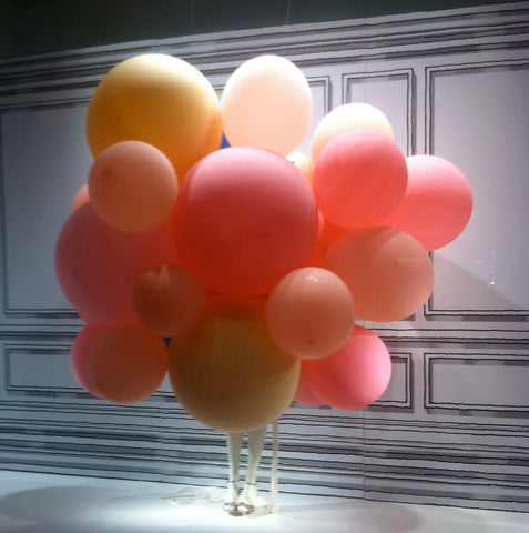 Nordstrom Window Display with Balloons and Sarah Jessica Parker Shoes