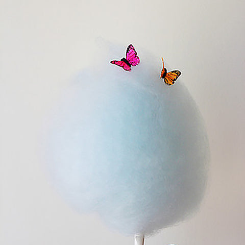 Bon Puf Cotton Candy in Light Blue with Pink and Orange Butterflies
