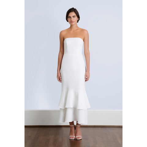 white civil wedding ceremony tea length dress midi white courthouse wedding dress