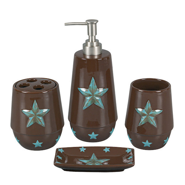 4pc turquoise star bathroom set | the cabin shack