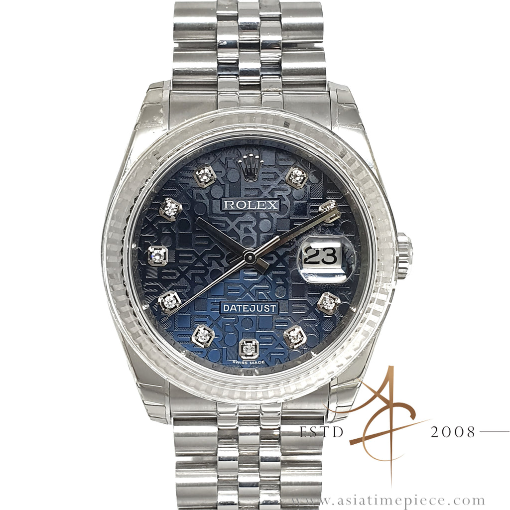 rolex datejust computer face with diamonds