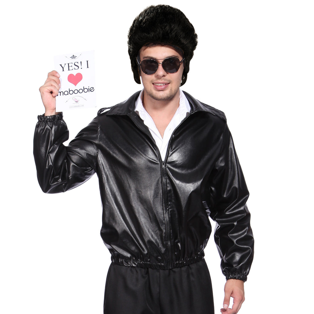 1950s Mens Grease Leather Look T-Bird Jacket