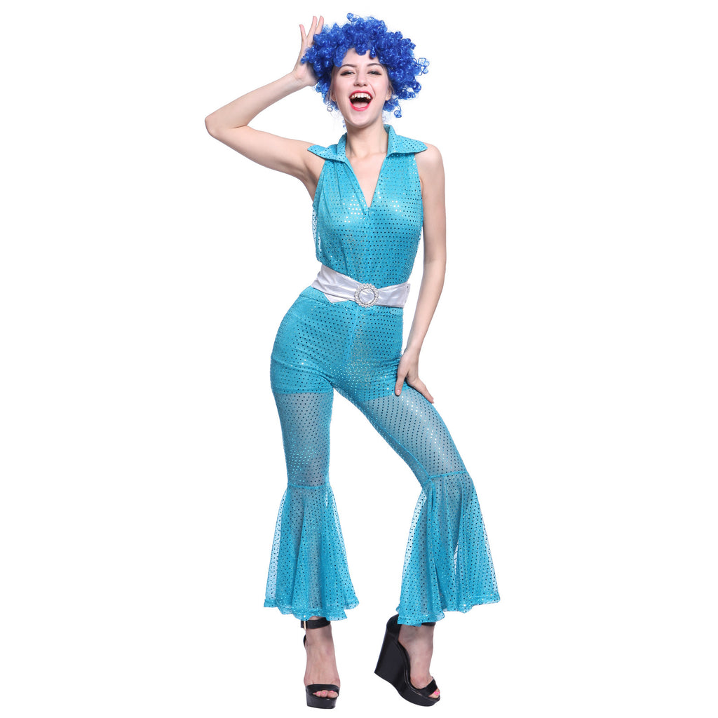 Womens 70s 80s Disco Dancing Party Jumpsuits