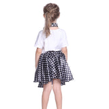 Girls Grease Girl Style Black and White Polka Dot Dress in 1950s Rockabilly