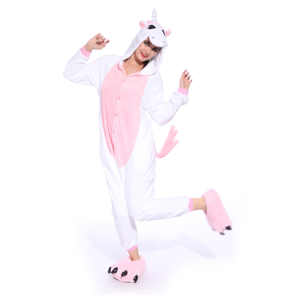 Unisex Adult Onesies Kigurumi Animal Pajamas Unicorn Jumpsuit Pink
