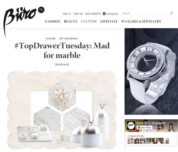 Comme Home Marble Feature in Buro 24/7 Singapore Magazine