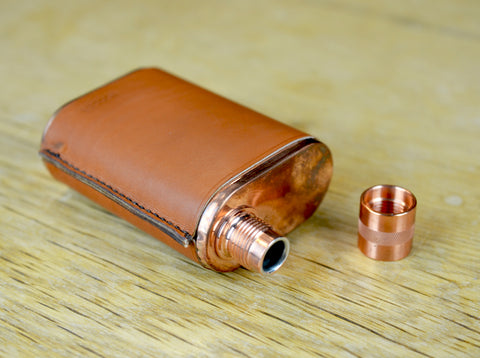 The Vermonter Flask with Leather Hand Made 