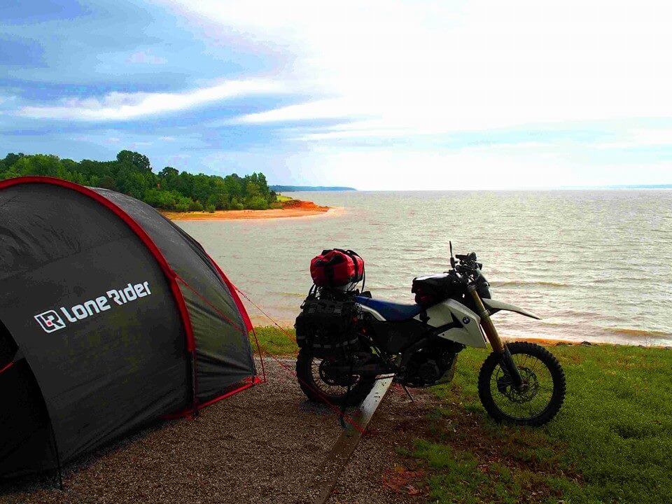 How to Properly Load Motorcycles When Camping: 6 Considerations- photo by Lone Rider MotoTent v2 customer