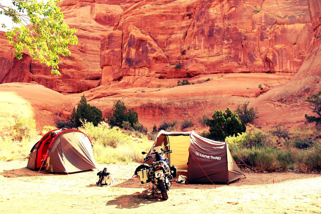 CREATE A MORE COMFY CAMPING SPACE | 9 TIPS - photo by Lone Rider MotoTent v2 customer