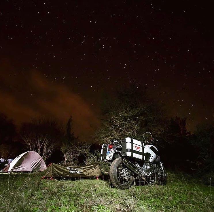 Motorcycle Camping: Weather Preparation Tips - photo by Lone Rider MotoTent v2 customer