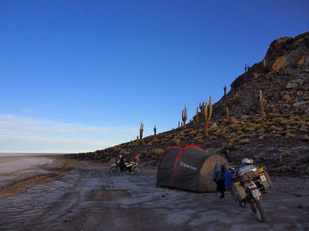 Top 15 Motorcycle Camping Hacks - photo by Lone Rider MotoTent v2 customer