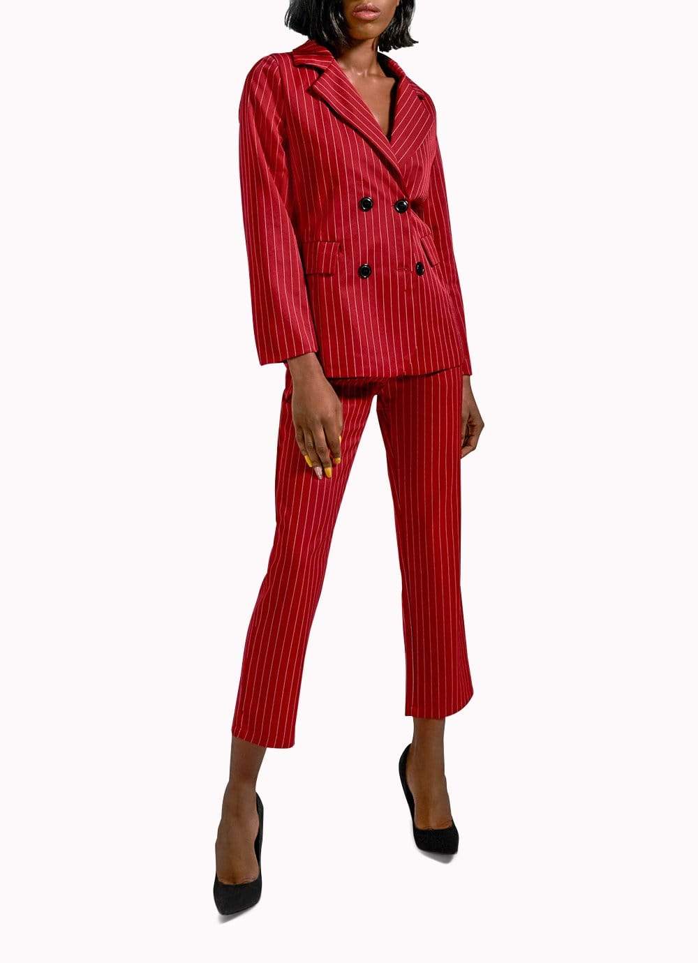 oxblood red suit