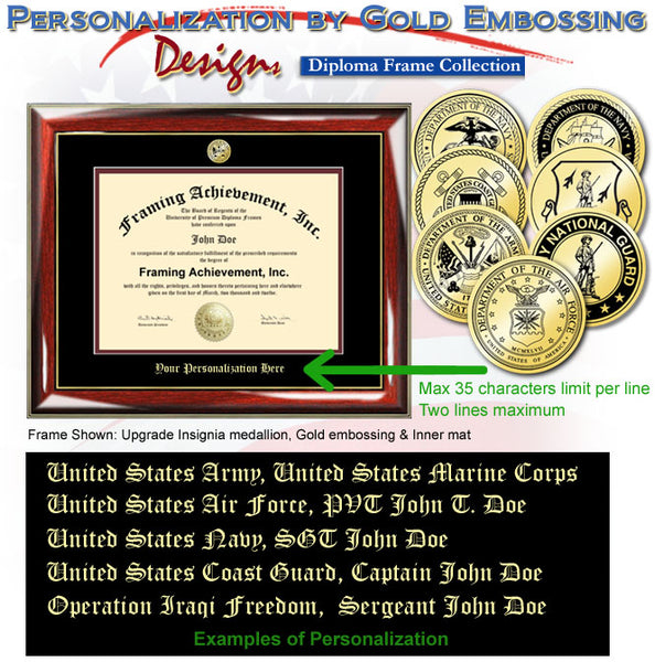 Gold Embossed Military Discharge Certificate Award Frame Plaque