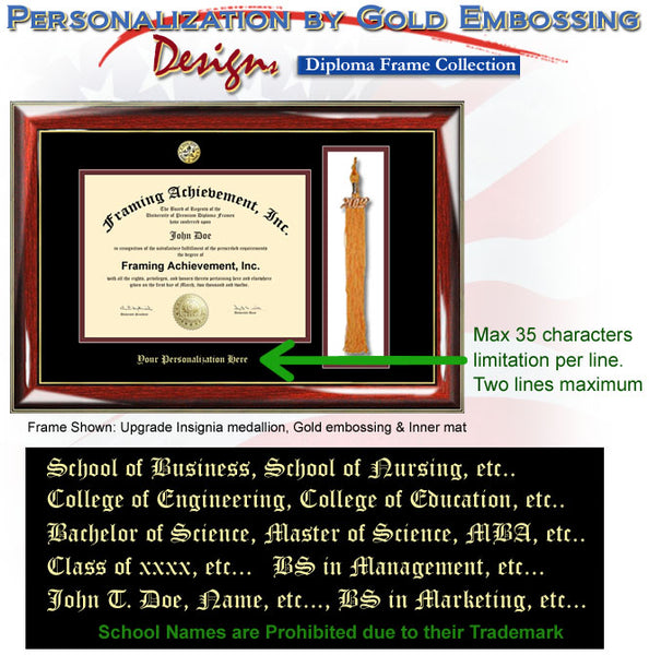 Graduation Tassel College Diploma Frame Gold Embossing