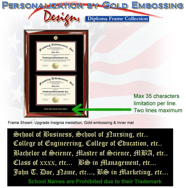University Double Diploma Frame Embossing