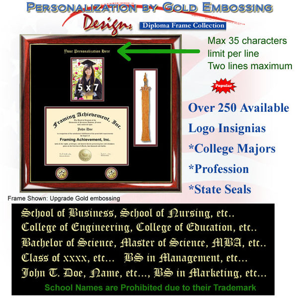 Embossed College 5 x 7 Picture Diploma Tassel Frame