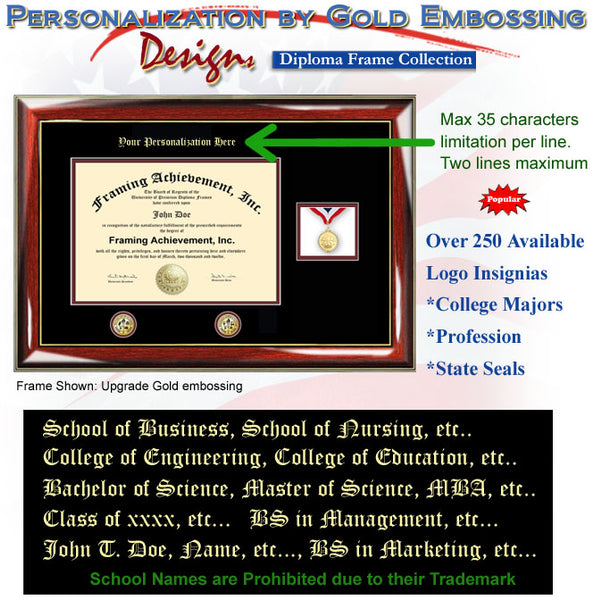 Double Logo Embossed College Honors Medallion Frame