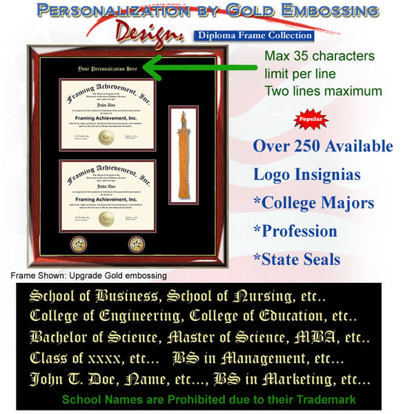 Embossed Double Degree Graduation Tassel Frame