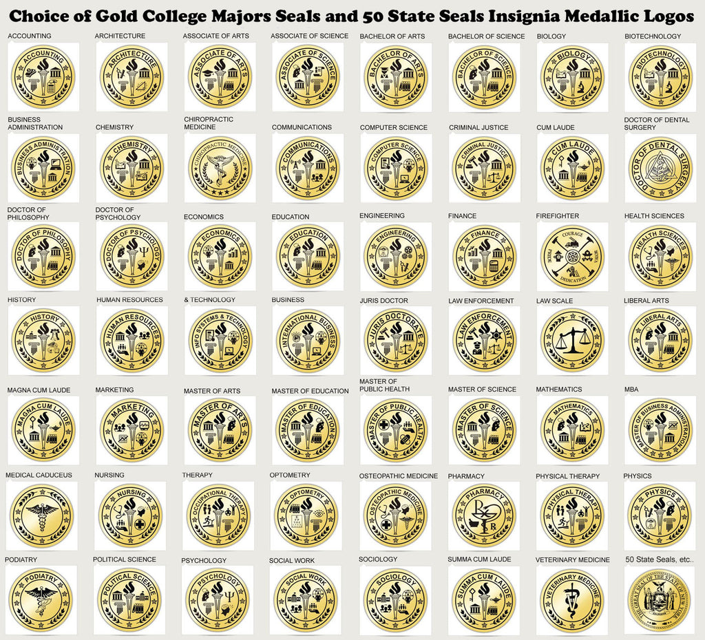 College Major Logos on Diploma Frames