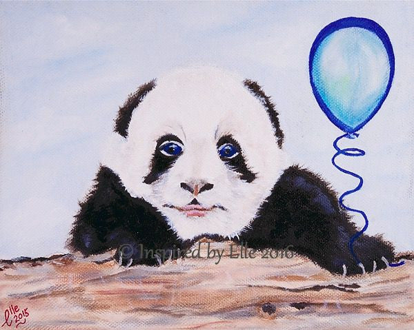 Animal Art | Giant Panda And His Blue Balloon - Inspired By Elle