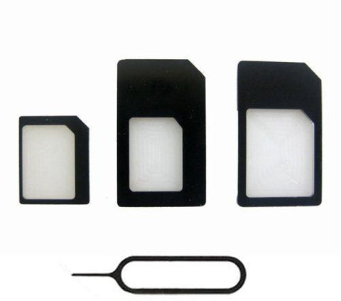 Adapter Nano SIM+Micro SIM+Standard SIM Card for iPhone 5 4 4s iPad3 Black