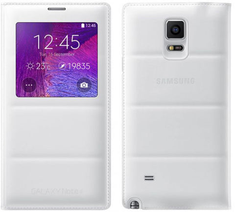 S-View Flip Case Cover with Screen Protector for Samsung Galaxy Note 4 - Frost White