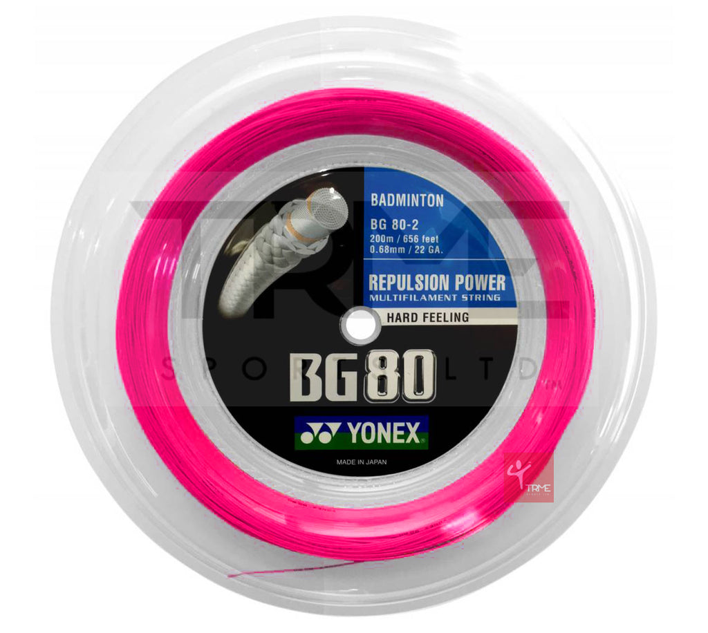 Neon Pink YONEX BG80 Badminton String 200m Reel