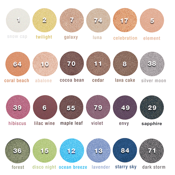 sample eyeshadow grid and swatch selection