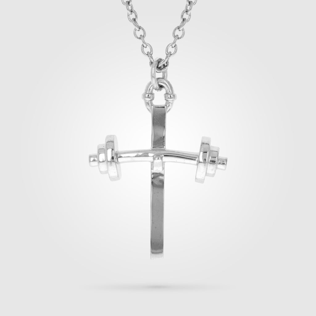 Barbell Large Cross Necklace – All In Faith