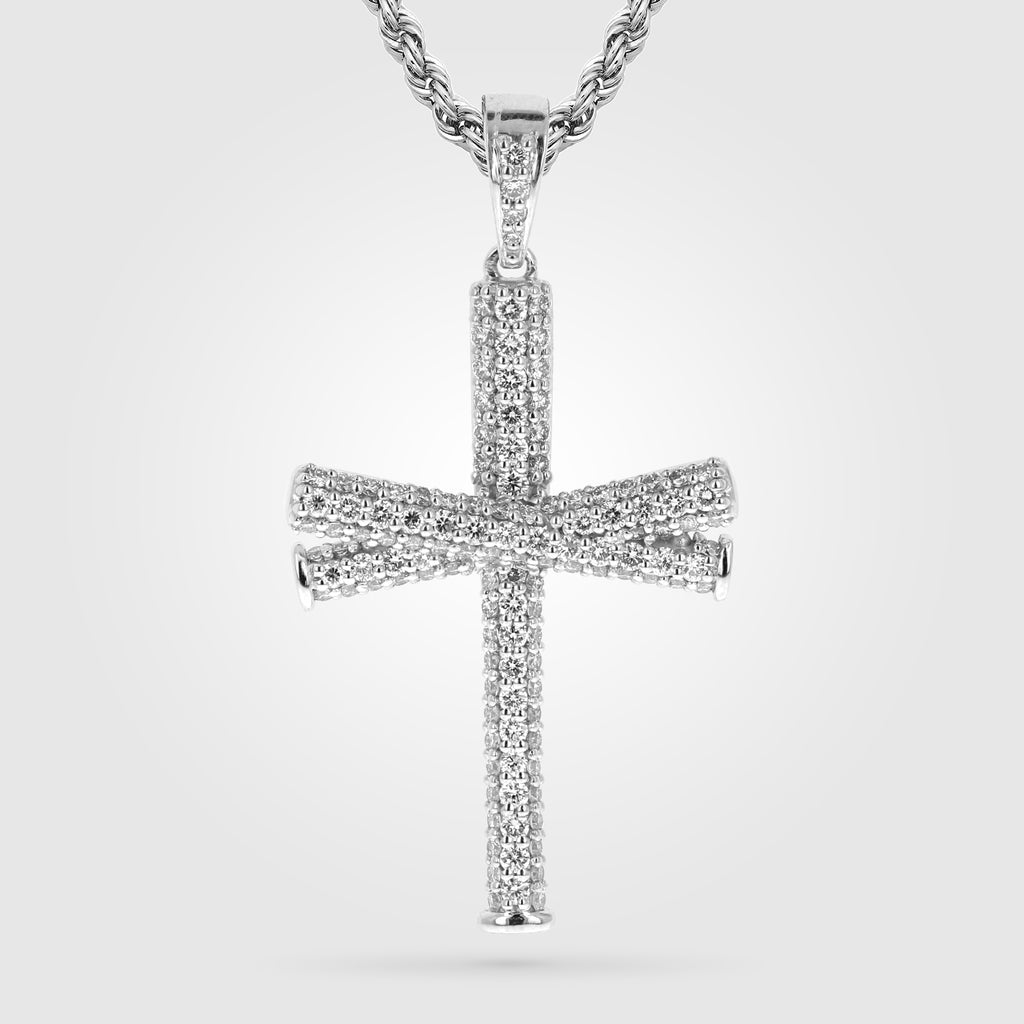 Diamond Studded Baseball Bat Cross 